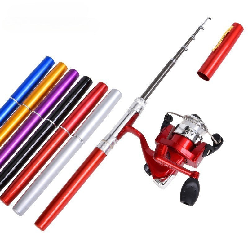 1 Conjunto de Vara de Pesca de Carretilha Telescópica Mini Portátil de Bolso, Haste de Carbono com Carretilha de Liga de Alumínio, Ultraleve para Alimentador de Peixe