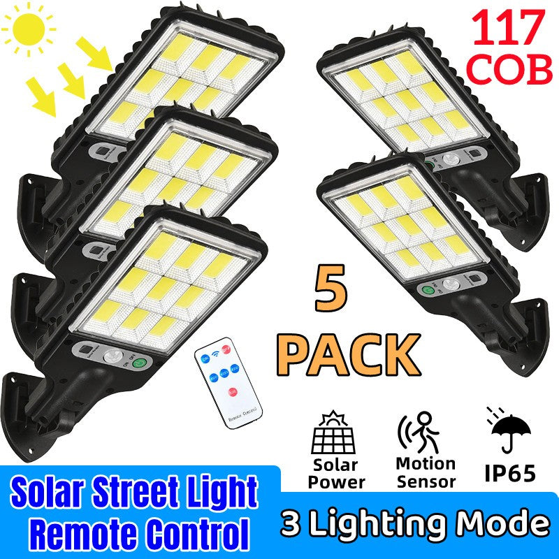 1-5 Pack Solar Street Lights Outdoor Waterproof Motion Sensor Wall LED with 3 Lighting Mode Solar Powered Lights for Garden