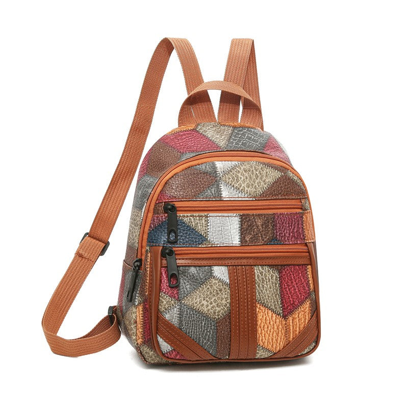 Mochilas Duráveis de Ombro Masculinas e Femininas - Mochila Casual Moderna Estilo Patchwork Versátil para Viagem