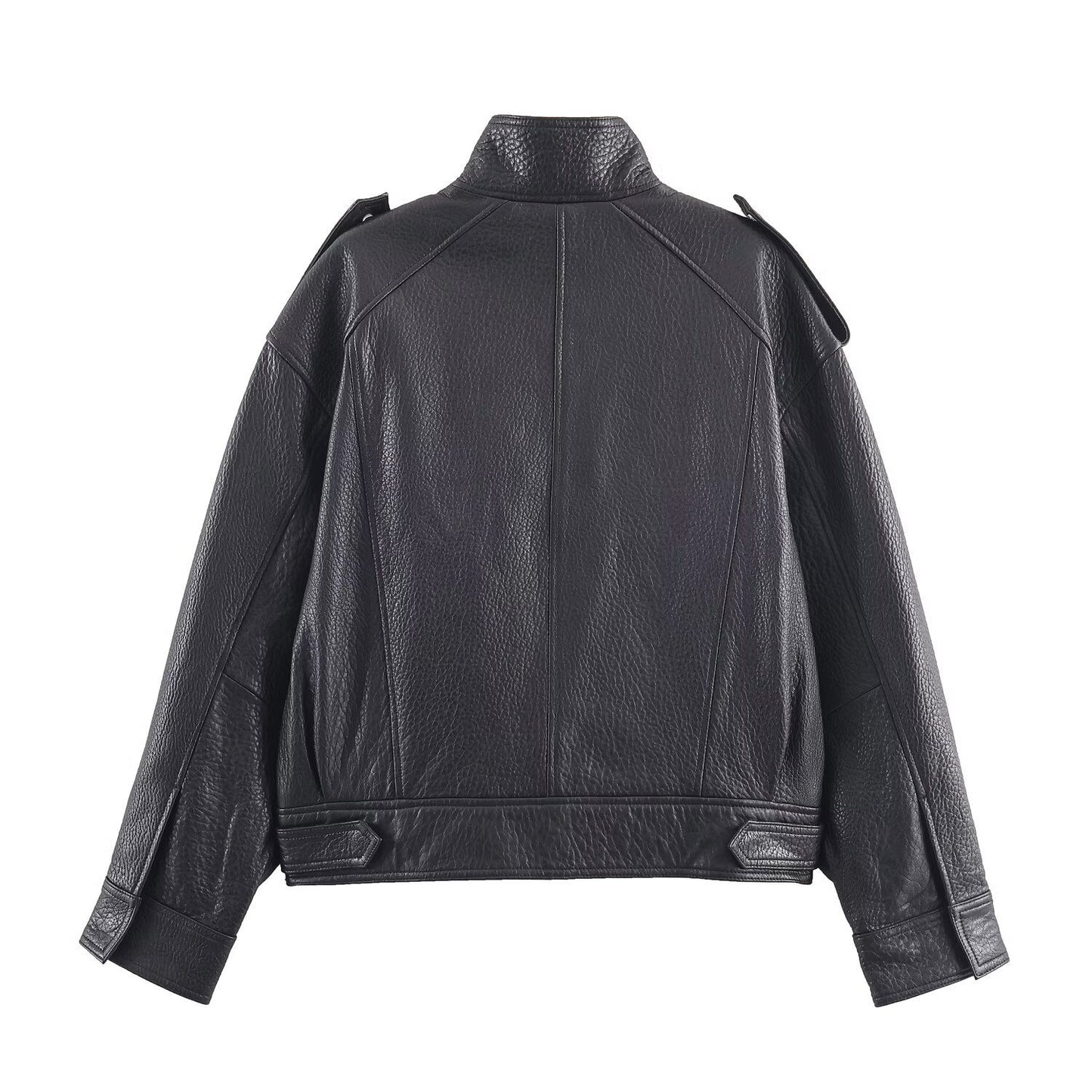 2025 WOMAN Fashion European and American Style Autumn Imitation Leather Jacket Long Sleeve Jacket Outerwear Mujer