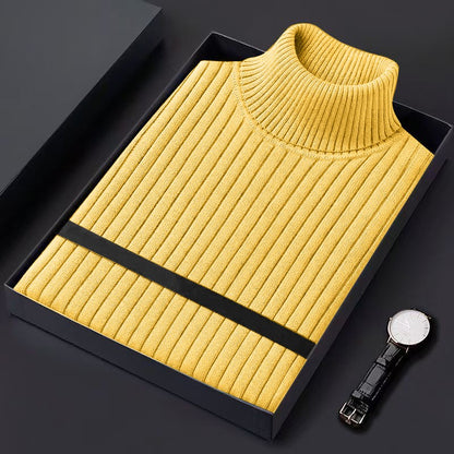 Autum Men's Slim Fit Pullover Sweaters Long Sleeve Turtleneck Sweater Casual Stripe Knitted Winter Warm Outdoor Streetwear