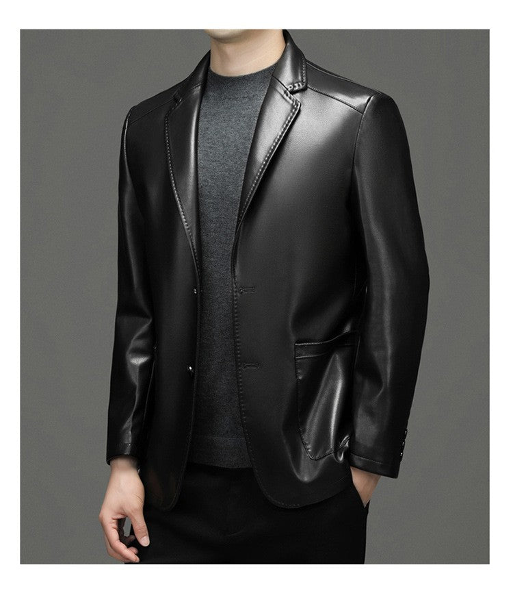 2025 Autumn Winter Men's Genuine Leather Blazers Jackets Slim Fit Suits Coats Business Casual Genuine Leather Suits Jackets Male