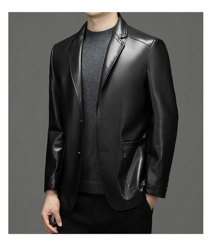 2025 Autumn Winter Men's Genuine Leather Blazers Jackets Slim Fit Suits Coats Business Casual Genuine Leather Suits Jackets Male