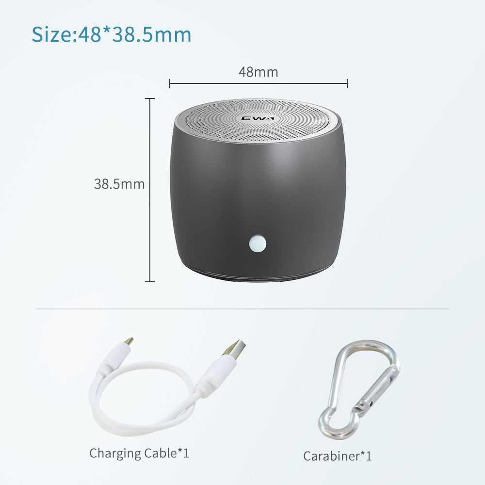 Caixa de som Bluetooth EWA A103 Mini com grave alemão para ambiente externo/interno, acampamento/bicicleta/viagem, caixa de metal, som alto