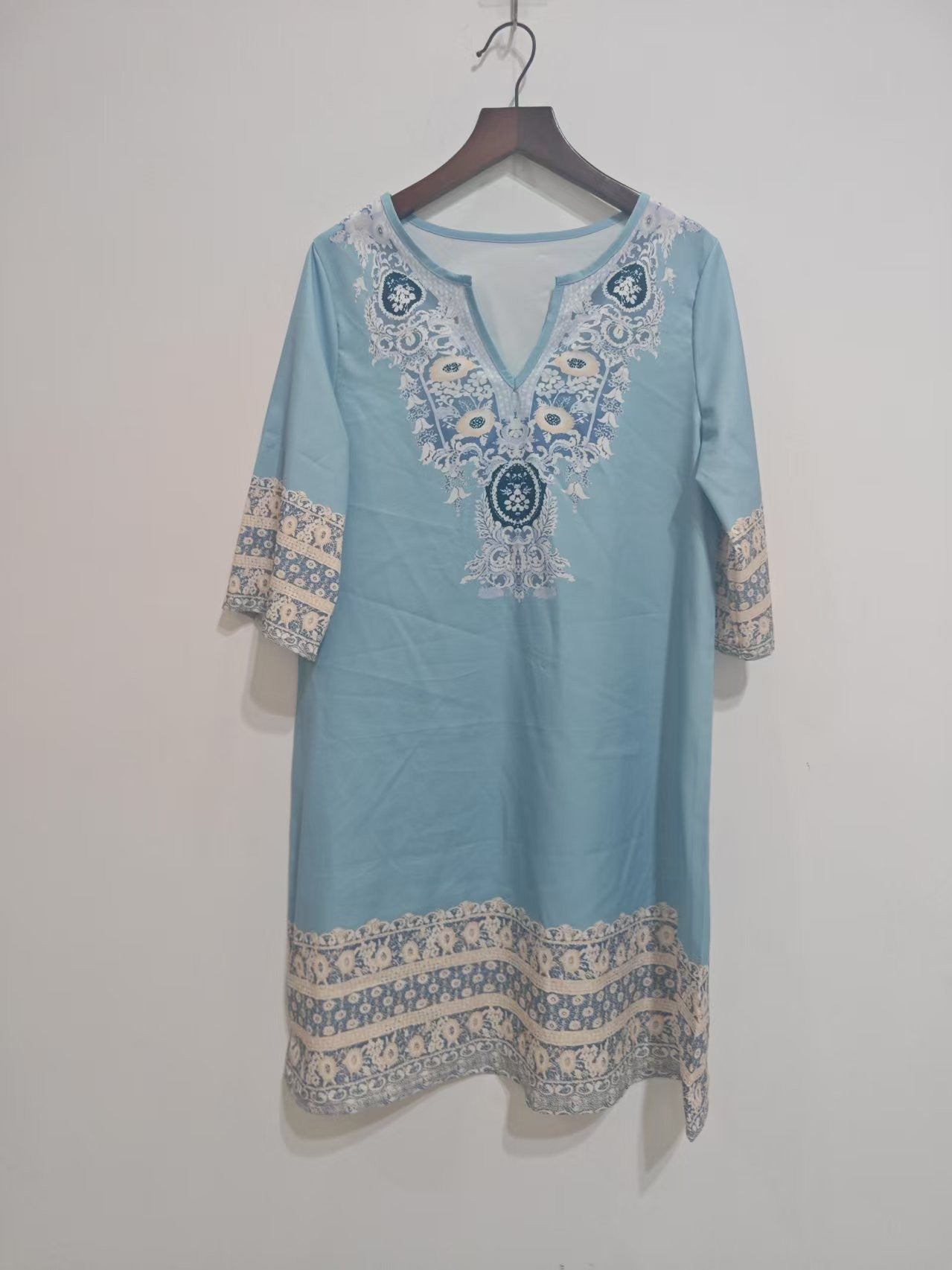 Women's Clothes Casual print Short Sleeve V-Neck Waist Cinched Dress summer vintage New Female Fashion Loose Mini Dresses 2025