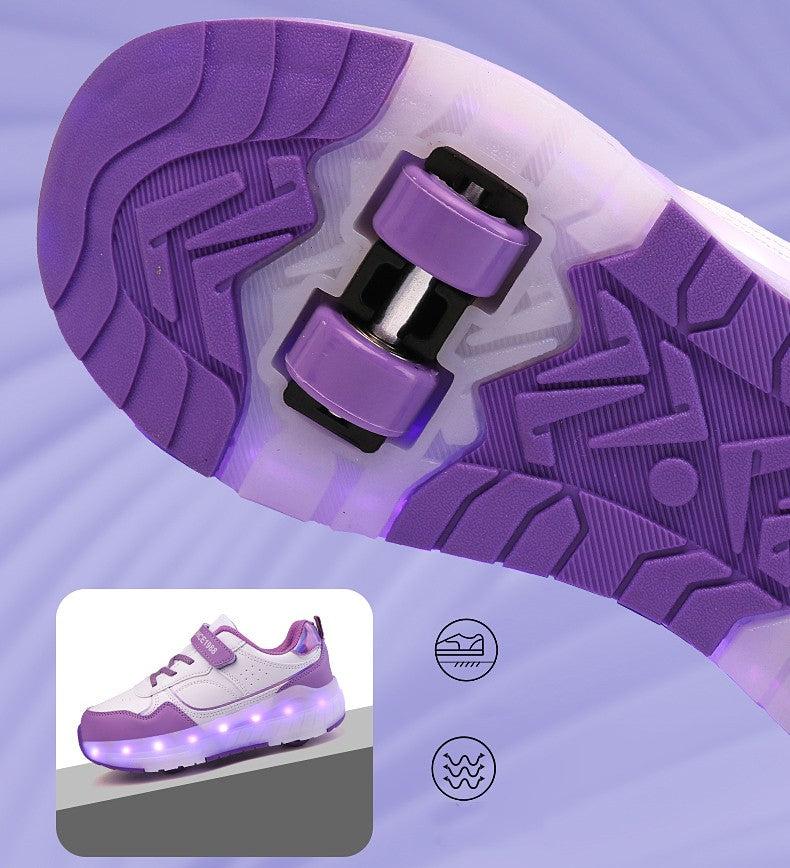 Luminous Roller Skate Shoes Wheels Removeable Sneakers Kids Roller Shoes USB Charge Light Up Sport Skate Board Shoes Boys Girls