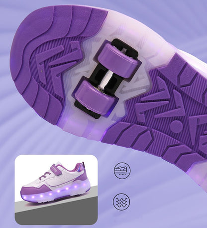 Luminous Roller Skate Shoes Wheels Removeable Sneakers Kids Roller Shoes USB Charge Light Up Sport Skate Board Shoes Boys Girls