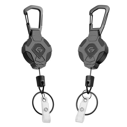 GITFOS Retractable Keychain Heavy Duty Tactical ID Badge Reel Strap Holder With Phone clip fastener Retractable Cord KeyRing