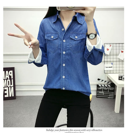 2022 Casual winter Autumn warm thick fleece denim Blouses Women Ladies Tops Women Blouses Long Sleeve Shirt clothe S-3XL