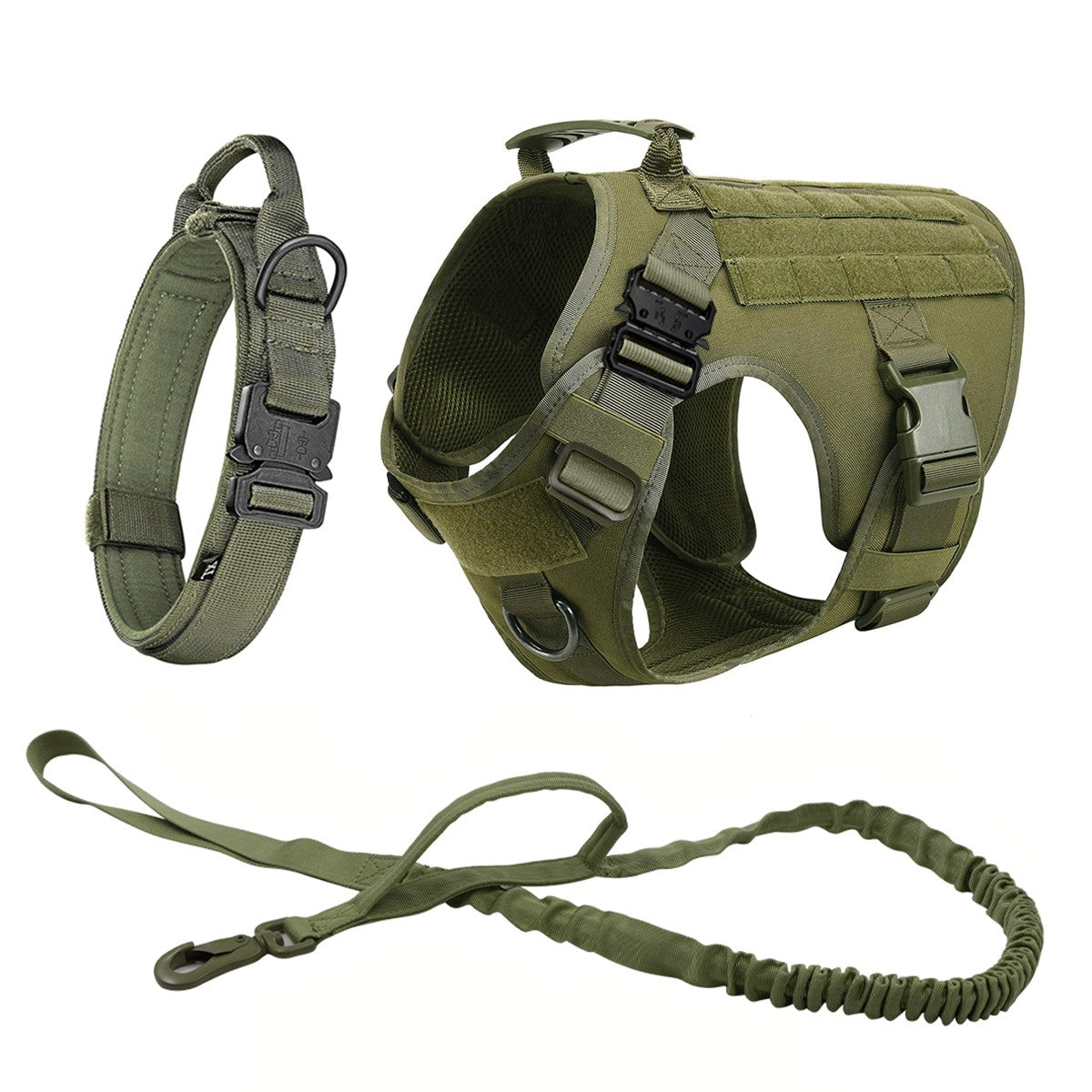 Coleira Peitoral Tática para Cães com Alça e Bolsas Molle para Cães de Porte Médio e Grande, Colete Militar de Treinamento para Pets, Coleira Ajustável para Cães de Serviço