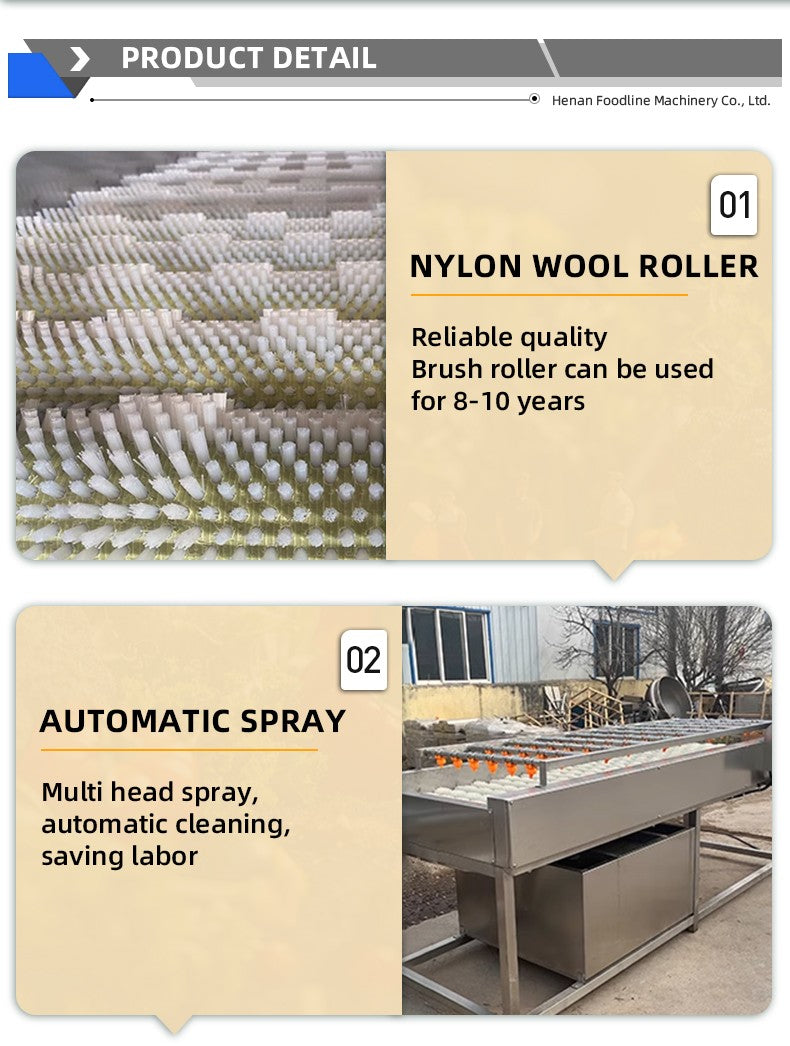 Fully Automatic Commercial Stainless Steel Roller Cleaning Machine Highly Efficient for Fruit Vegetable Root Crop Peeling Simple