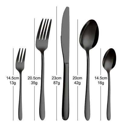 30/35/40 Peças Talheres Ocidentais Aço Inoxidável Preto Conjunto de Talheres Elegante Conjunto de Jantar Espelho Faca Garfo Colher Utensílios de Cozinha