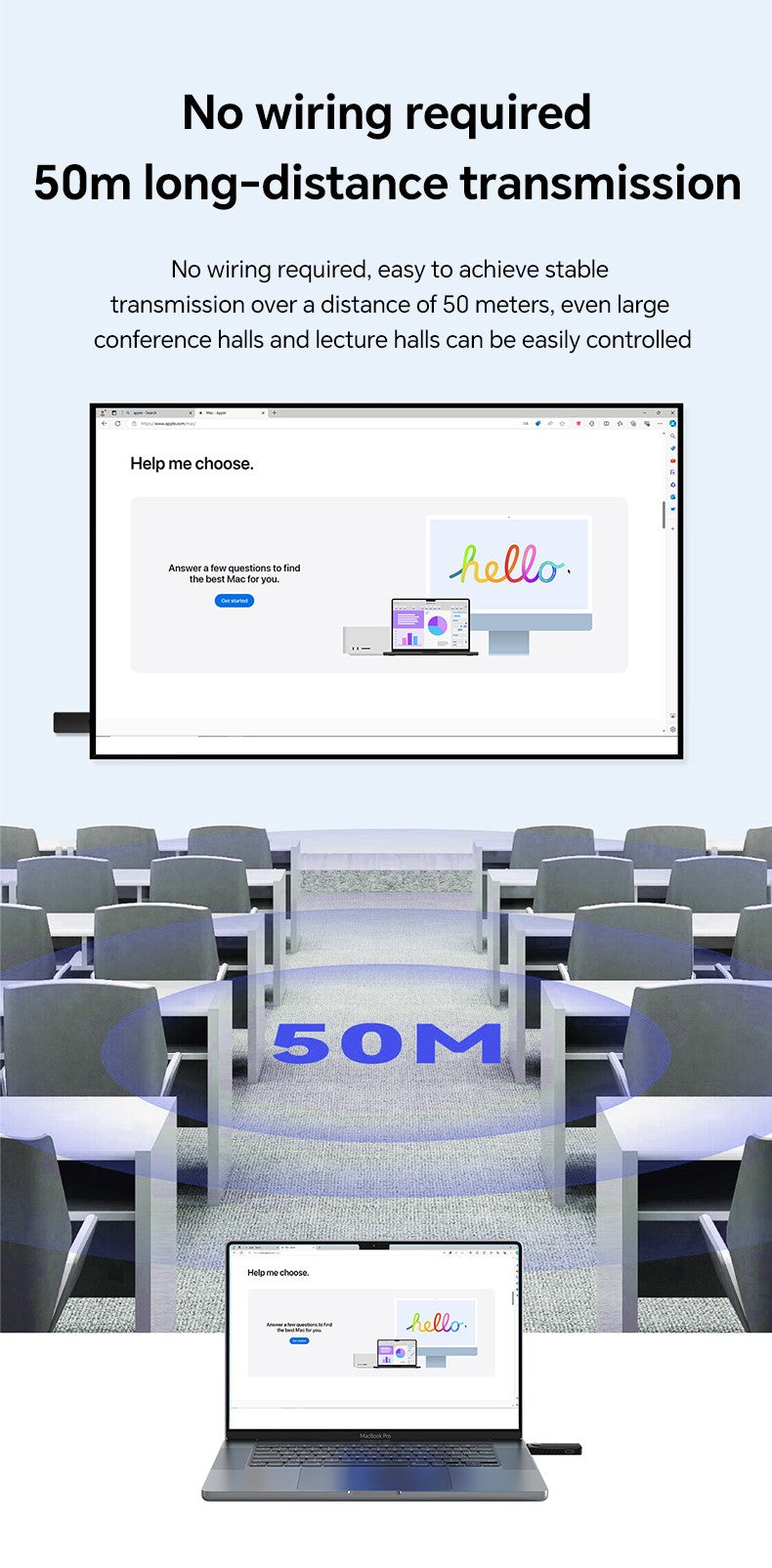 Kit Extensor de Transmissor e Receptor de Vídeo HDMI Sem Fio Lemorele Q50 Adaptador Dongle para TV Monitor Projetor Switch PC