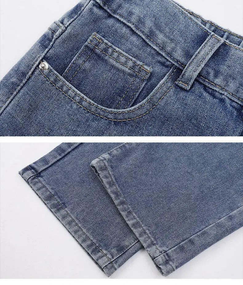 2025 Calças Jeans Casuais Masculinas Coreanas Novas Retas Longas Perna Larga Jeans Cor Sólida Azul Claro Cinza Preto