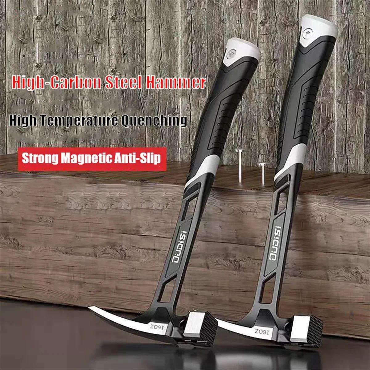 Martelo de Garra Magnético Multifuncional para Carpintaria Antiderrapante Antichoque Martelo de Aço Ferramenta Manual Martelo de Sucção Automática de Prego