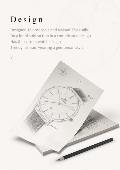 OLEVS 5869 Watch Man Casual Fashion Original Quartz Watch Waterproof Luminous Leather Strap Watches For Men Thin Watch Dial