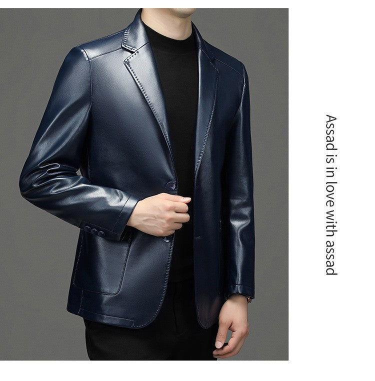 2025 Autumn Winter Men's Genuine Leather Blazers Jackets Slim Fit Suits Coats Business Casual Genuine Leather Suits Jackets Male