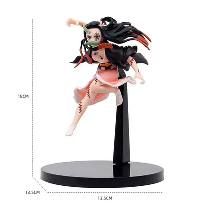 12-20cm Hot Anime Demon Slayer Figure Nezuko Tanjirou Zenitsu Inosuke Kyoujurou Giyuu Kawaii Qposket Figural PVC Modelo Brinquedos Presente