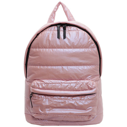 Winter Puffer Students School Bags Large Capacity Down Padded Backpack Solid Color Casual Bookbag Adjustable Strap Teen Rucksack