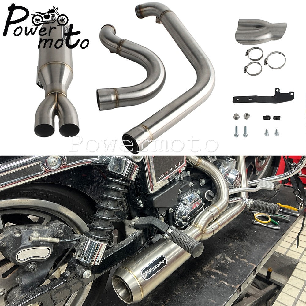 Motorcycles 2-Into-1 Exhaust Muffler Pipes Tube For Harley Dyna Fat Bob Low Rider S Street Bob Wide Super Glide FXD 2006-2017