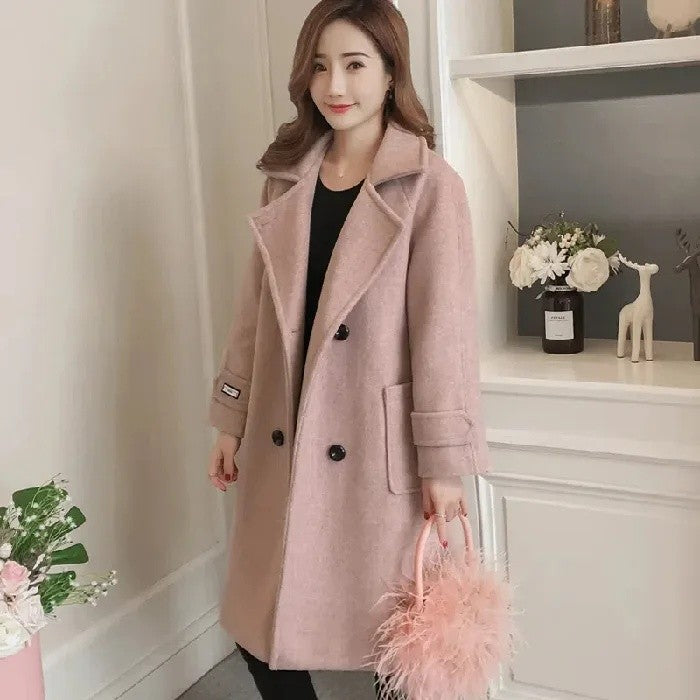 Fashionable Woolen Coat Women's Mid-Length Korean Style Hot Sale Of The Season New Spring Autumn Slimming Versatile Tweed Jacket