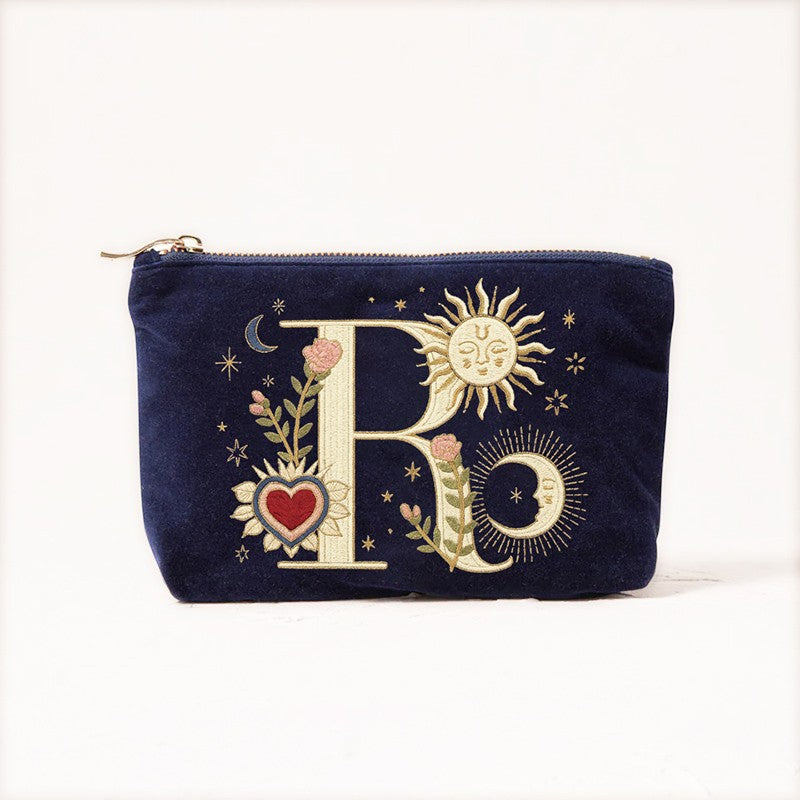 Velvet Handbag Vintage Printed Letter Pattern Makeup Bag