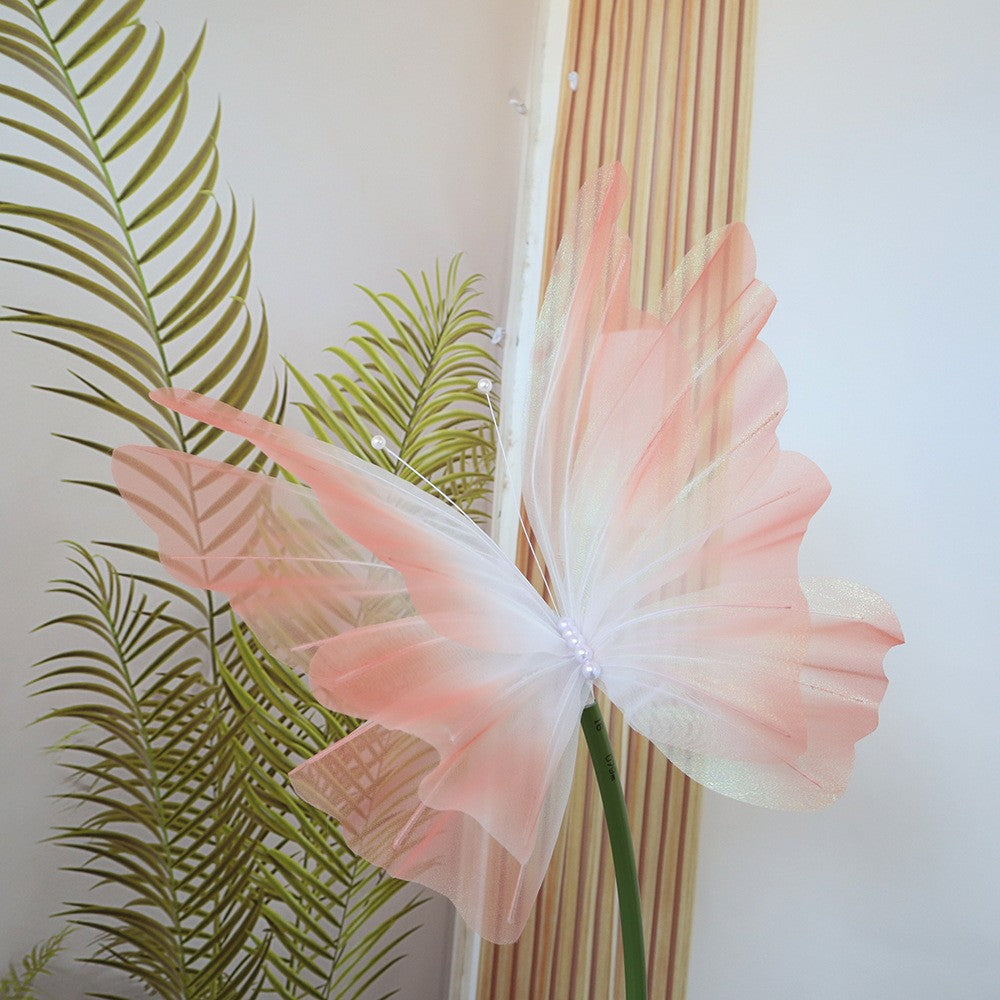 1/2/4pcs 50cm 3D Gradient Silk Butterfly,Wavy Petal Edge,Glitter Org Layered,for Wedding/Party/Photo Gift