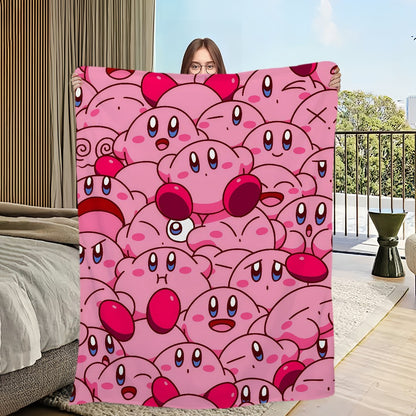 Cute Cartoon K-Kirby Blanket Soft Comfortable Nap Plush Suitable For Iiving Room Office Bedroom Birthday Home Kid Gift