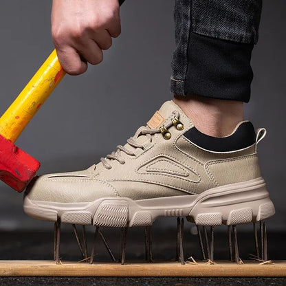 Sapatos de Segurança Masculinos de Alta Qualidade com Fivela Rotativa de Arame de Aço, Tênis de Trabalho Indestrutíveis, Antiesmagamento, Antiperfuração