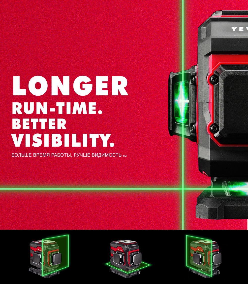 Nível a Laser Verde YEVOLT YVGLL4XS-Series 3/4 Planos 12/16 Linhas Autonivelante 360 3D/4D Horizontal e Vertical Ferramenta de Medição de Energia