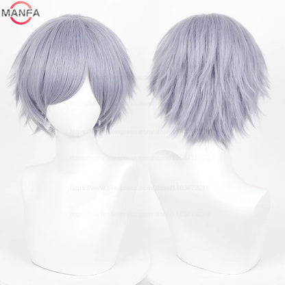 Anime 30cm Curta Reta Peruca Cosplay Preto Branco Verde Marrom Roxo Azul Cinza Vermelho Dourado Homens Mulheres Cabelo Sintético Resistente ao Calor