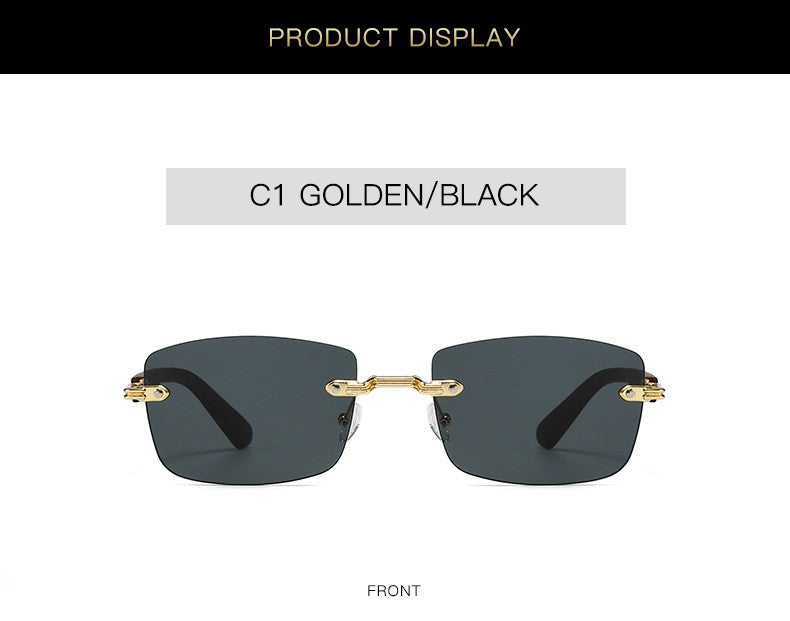 Vintage Frameless Sunglasses for Women Men Rectangle Sun Glasses Female Oval Eyewear Oculos De Sol for Male Female Eyeglasses