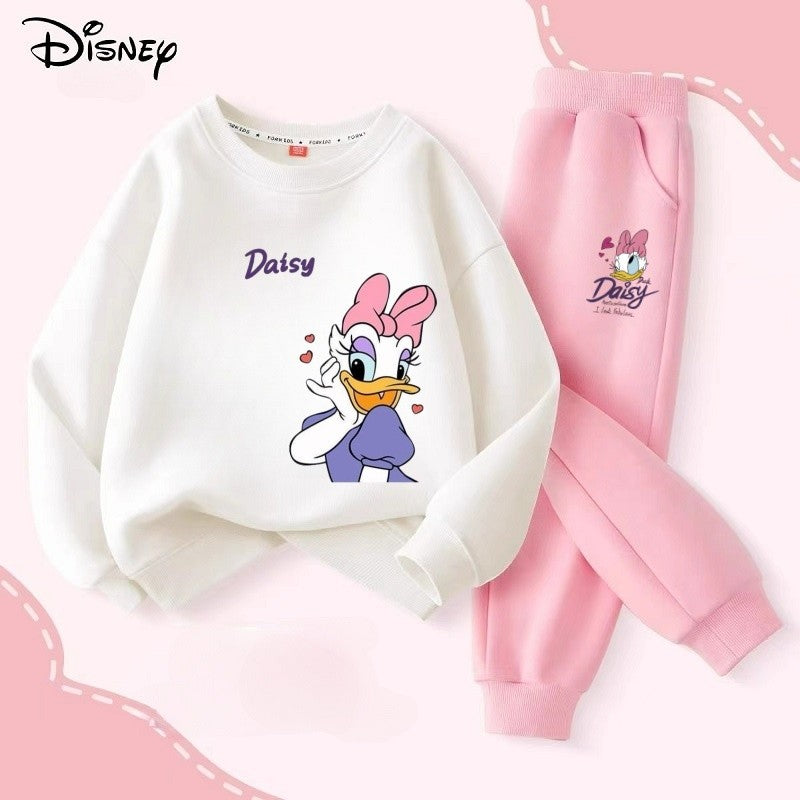 Autumn Baby Girl Boy Clothes Set Children Disney Daisy Duck Printing Sweatshirt Top and Pants Bottom 2 Pcs Suit Cotton Tracksuit