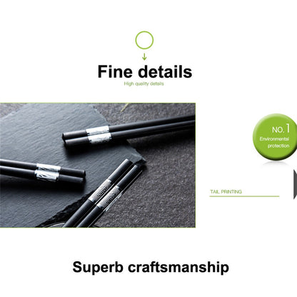 1 Pair Chinese style chopsticks tableware food stick alloy Catering utensils sushi sticks Non-slip Household Kitchen Utensils