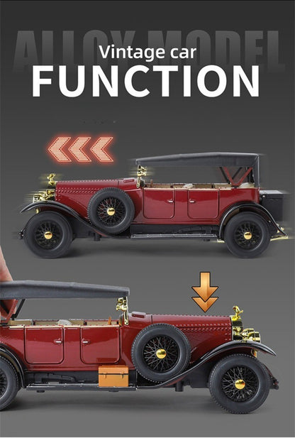 Simulação 1:24 Phantom Vintage Car Liga Modelo de Carro Coleção Enfeites Luz de Som Puxar para Trás Menino Presente Miniatura de Luz de Som