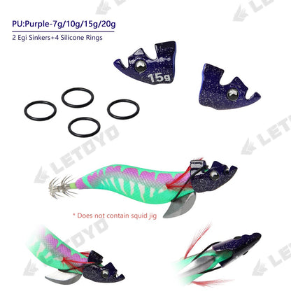 LETOYO 2PCS EGI Luminoso para ponta de corrida isca de lula TR Sinker peso eging para Polvo Tinta Choco acessórios de pesca marítima