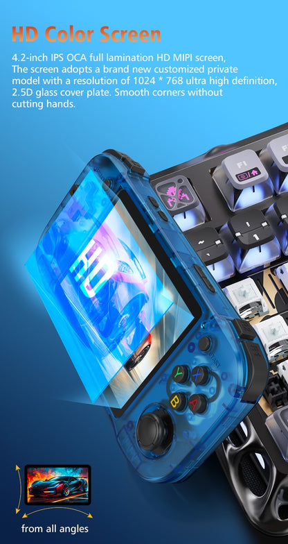 BOYHOM  Handheld Retro Game Console 4.2 Inch HD IPS Screen  Portable Video Player