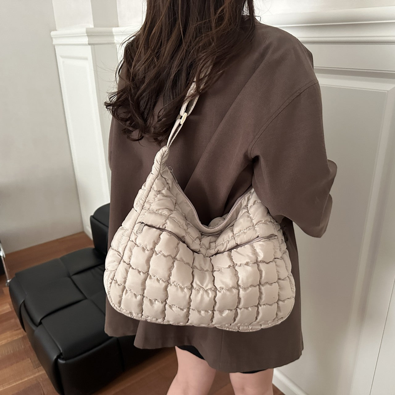 2025 New Quilted Puffer Shoulder Bag for Women Large Capacity Tote Sling Bag Fashion Casual Crossbody Satchel Bag Female Handbag