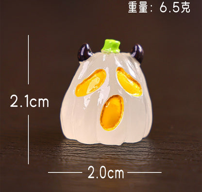 8/16/24pcs Luminous Halloween Micro Landscape Miniature Figurine Resin Craft Mini Fairy Garden Ornament Pumpkin Ghost Decoration