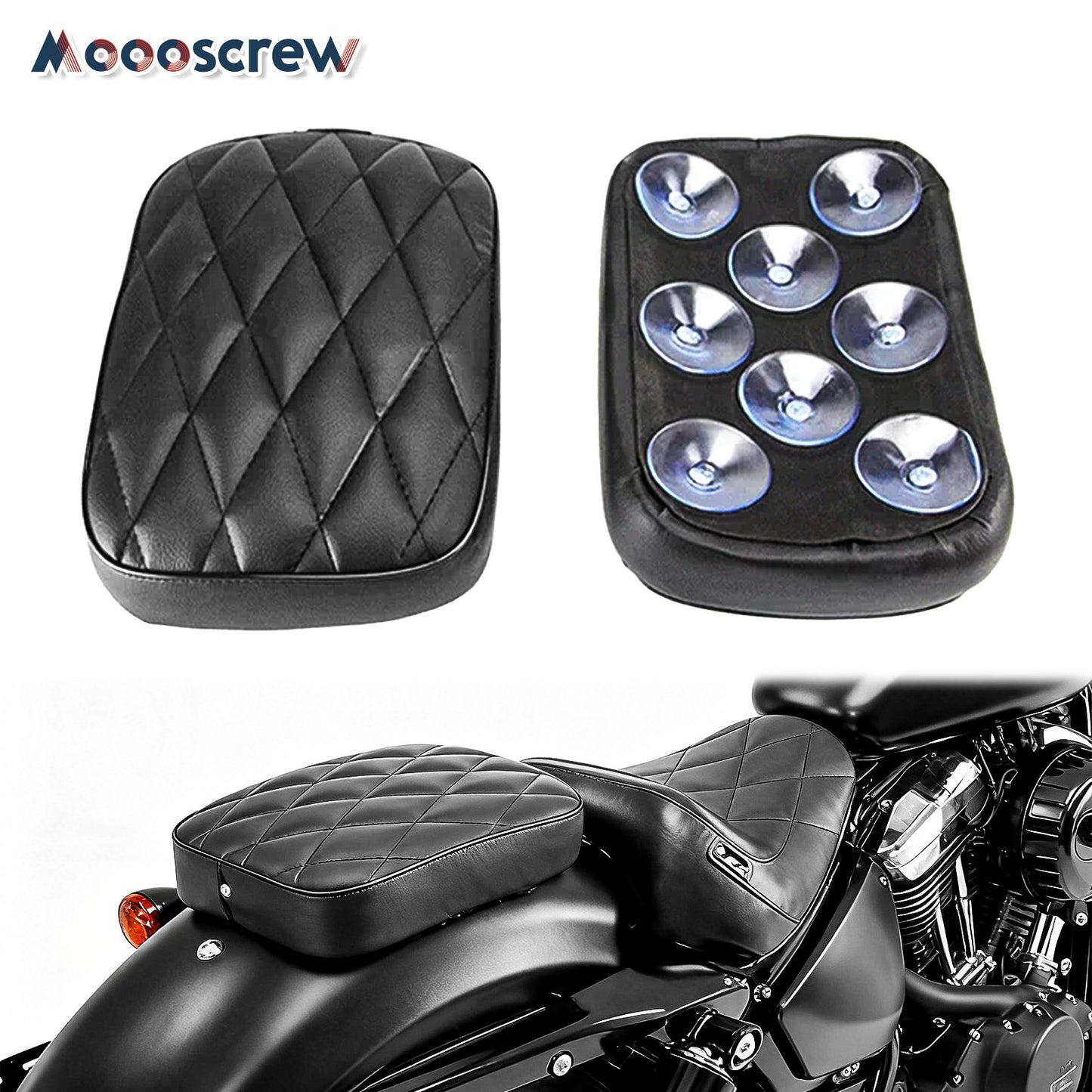 Para capa de assento de motocicleta universal, 8 ventosas roxas padrão diamante preto PU couro almofada antiderrapante conforto