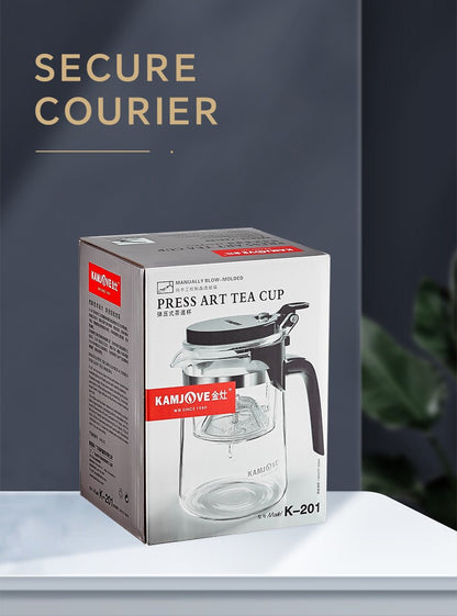 Bule de Chá de Vidro Resistente ao Calor KAMJOVE 400-900ML com Filtro de Um Toque para infusões Chaleira, Bule de Chá de Vidro com Separação