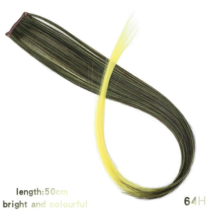 Todas as extensões de cabelo liso longo colorido para mechas, aplique de cabelo arco-íris, mecha de cabelo sintético rosa em tic-tac