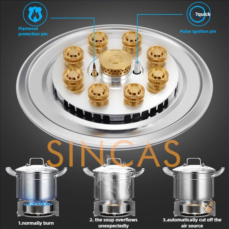 Fogão a Gás Inox de Apenas Uma Boca Gás Liquefeito/Natural Embutido Fogão Doméstico de Alta Chama Fogão de Fogo Forte para Cozinha