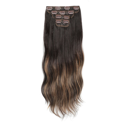 Apliques de cabelo sintéticos ondulados loiros 27/613 de 61 cm (24 polegadas) com presilhas brancas, 4 peças/lote, 220g, fibra resistente ao calor