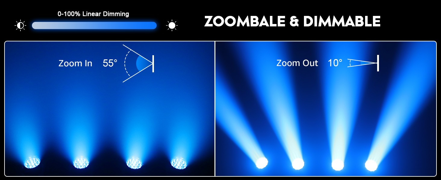 4PCS 19x15W Moving Head Light Beam RGBW Stage Effect Lighting Projector Zoom Wash Lights for Party Concert Theater Live Show Bar
