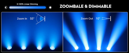 4PCS 19x15W Moving Head Light Beam RGBW Stage Effect Lighting Projector Zoom Wash Lights for Party Concert Theater Live Show Bar