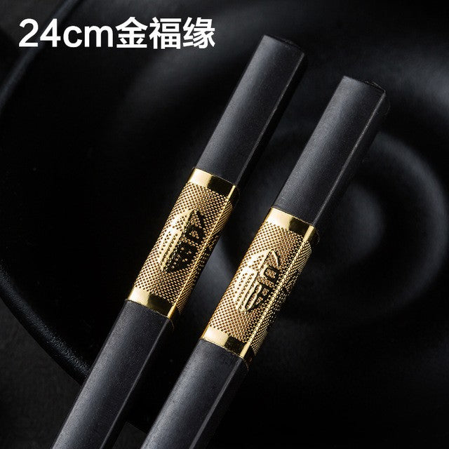 1 Pair Chinese style chopsticks tableware food stick alloy Catering utensils sushi sticks Non-slip Household Kitchen Utensils