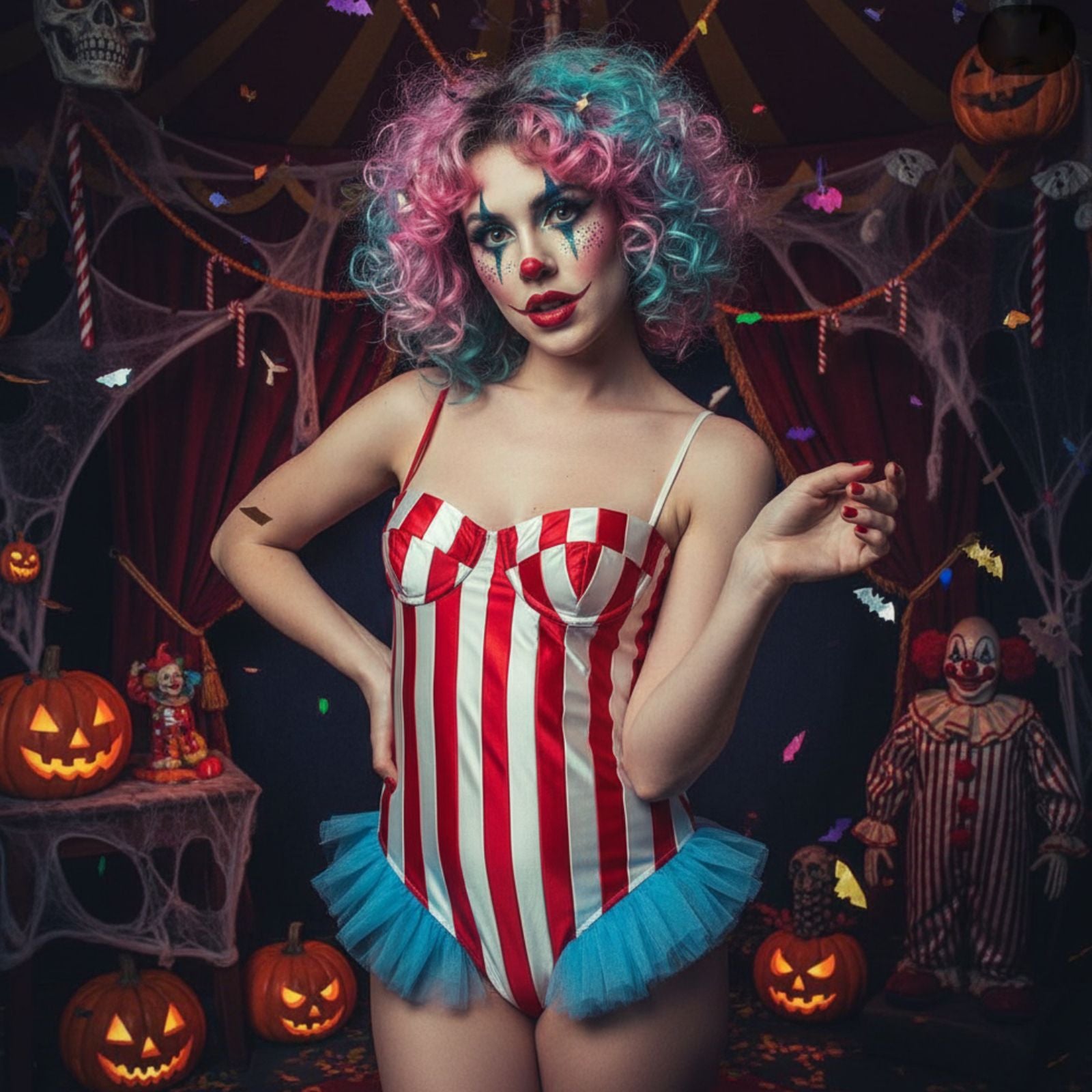 Women's Carnival Bodysuit Sleeveless Stripes Print Leotard Tops Playsuits Halloween Cosplay Costume