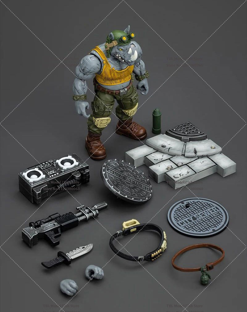 Original JOYTOY TMNT 1/18 Coleção Rocksteady&Beebop Conjunto Completo Boneco de Ação Soldado 11.5cm