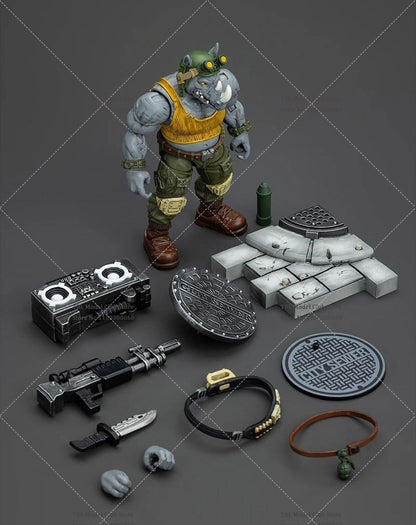Original JOYTOY TMNT 1/18 Coleção Rocksteady&Beebop Conjunto Completo Boneco de Ação Soldado 11.5cm
